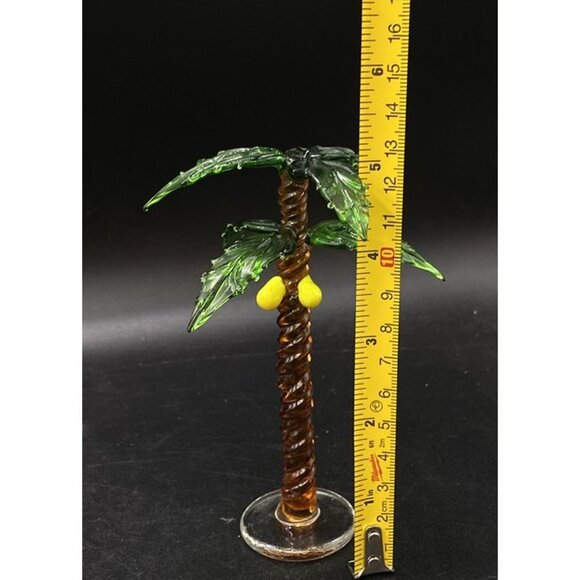 Art Glass Coconut Palm Small Glass 5” Palm Tree Vintage - Picture 6 of 12